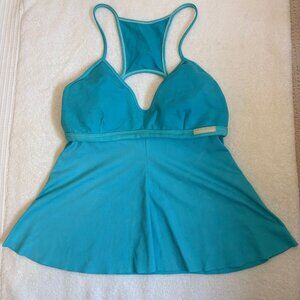 Strappy Planet Body Althletic Workout Tanktop, Turquoise Blue, Size L